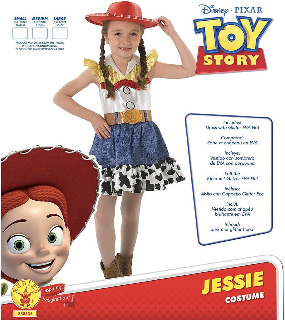 ملابس تنكرية من افلام توي من ديزني لشخصية جيسي  ستوري للفتيات من روبيز مقاس سمول، لعمر 7-8 سنوات