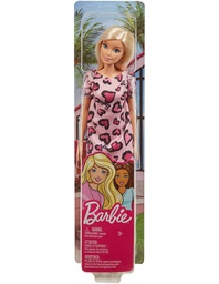 [T7439] Barbie Doll in Purple Hearts Printed Pink Dress