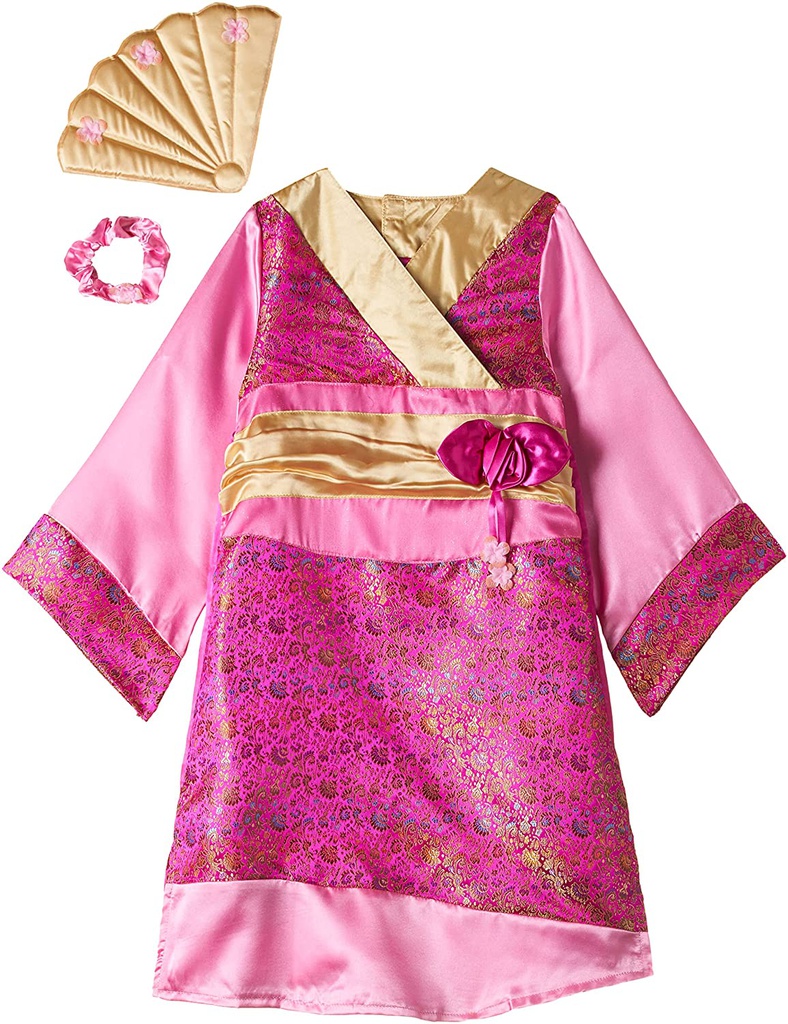 ملابس تنكرية لشخصية زي الأميرة الاسيوية للبنات، مقاس مديم، لعمر 5-6 سنوات