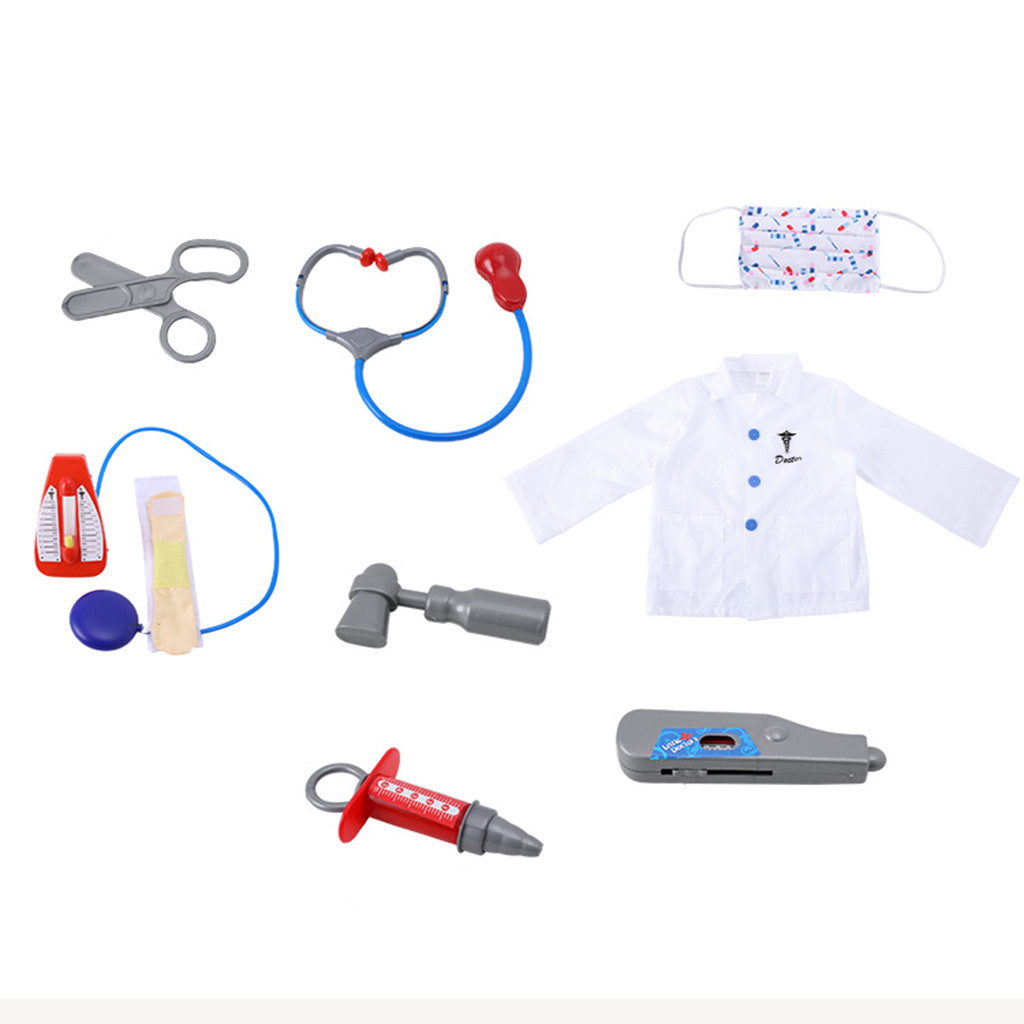 Professional fancy dress doctor coat and tools