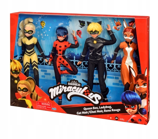 Miraculous Ladybug and Cat Noir set of 4 dolls