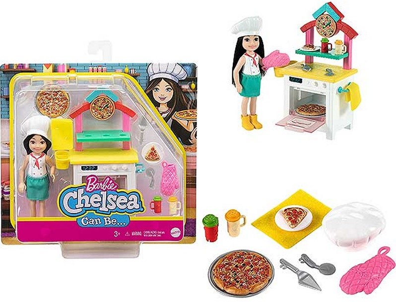 Barbie Chelsea can be doll with pizza accessories