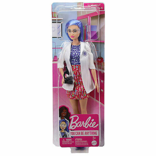 Barbie Scientist doll with microscope and lab lid