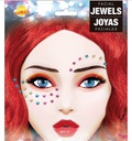 Jewelry affixed to the face with colorful stars