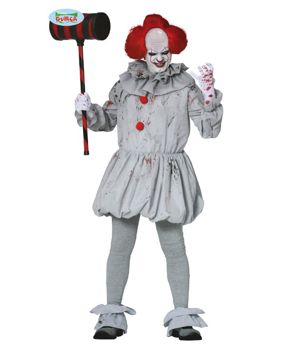 Gray killer clown costume - Halloween