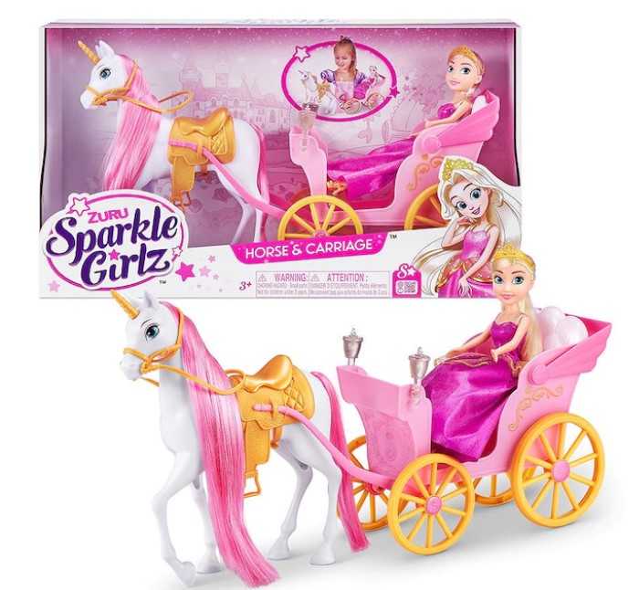Princess Sparkle Girls doll with horse and carriage