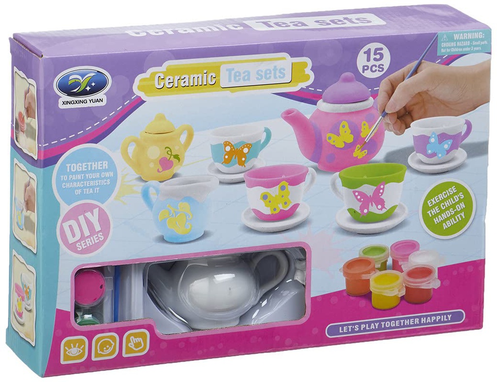 Ceramic tea set coloring game for girls