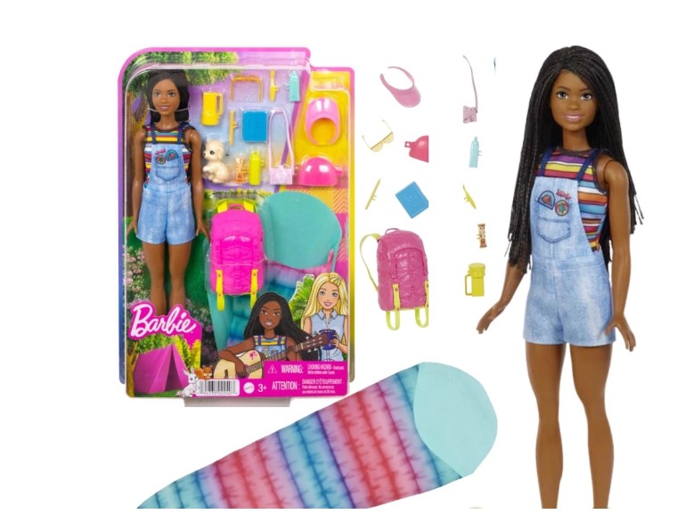 Barbie doll with camping playset bag