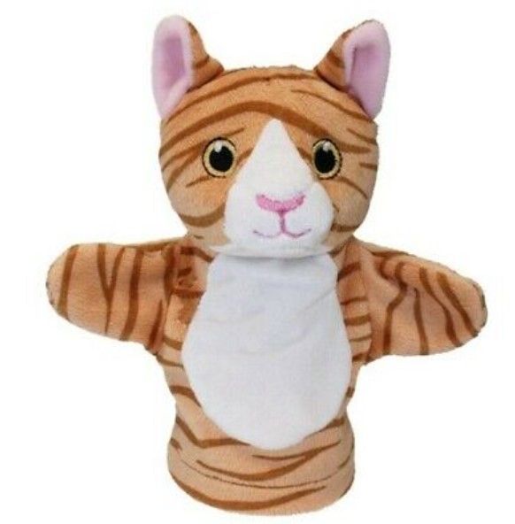 In the house of a 20 cm cat hand puppet