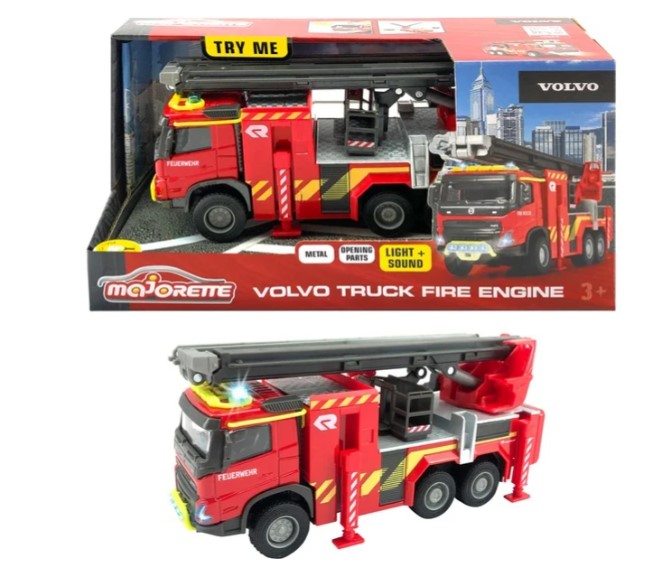 Majorette Volvo fire truck with rescue ladder 19 cm