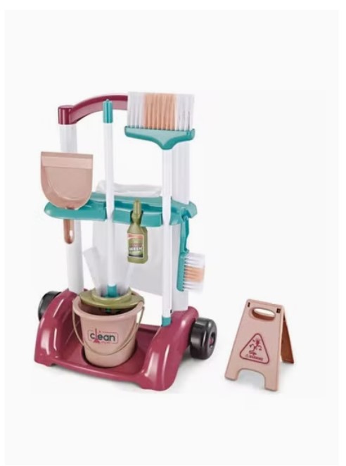 Trolley cleaning set: bucket, vacuum cleaner, and mop