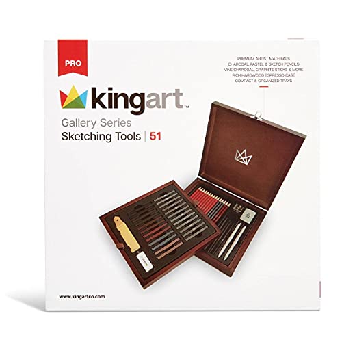 Painting tools set 51 pieces - wooden box