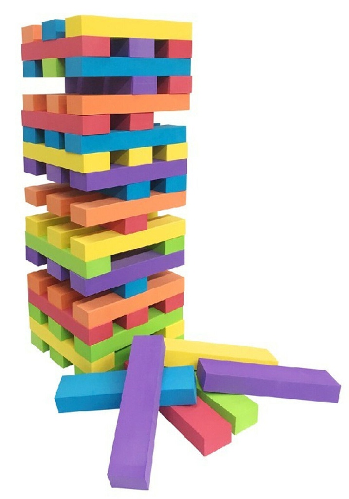Jenga toy with colorful building blocks, 60 pieces