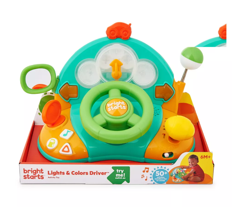 Bright Starts Driver Steering Wheel Toy with Lights and Colors