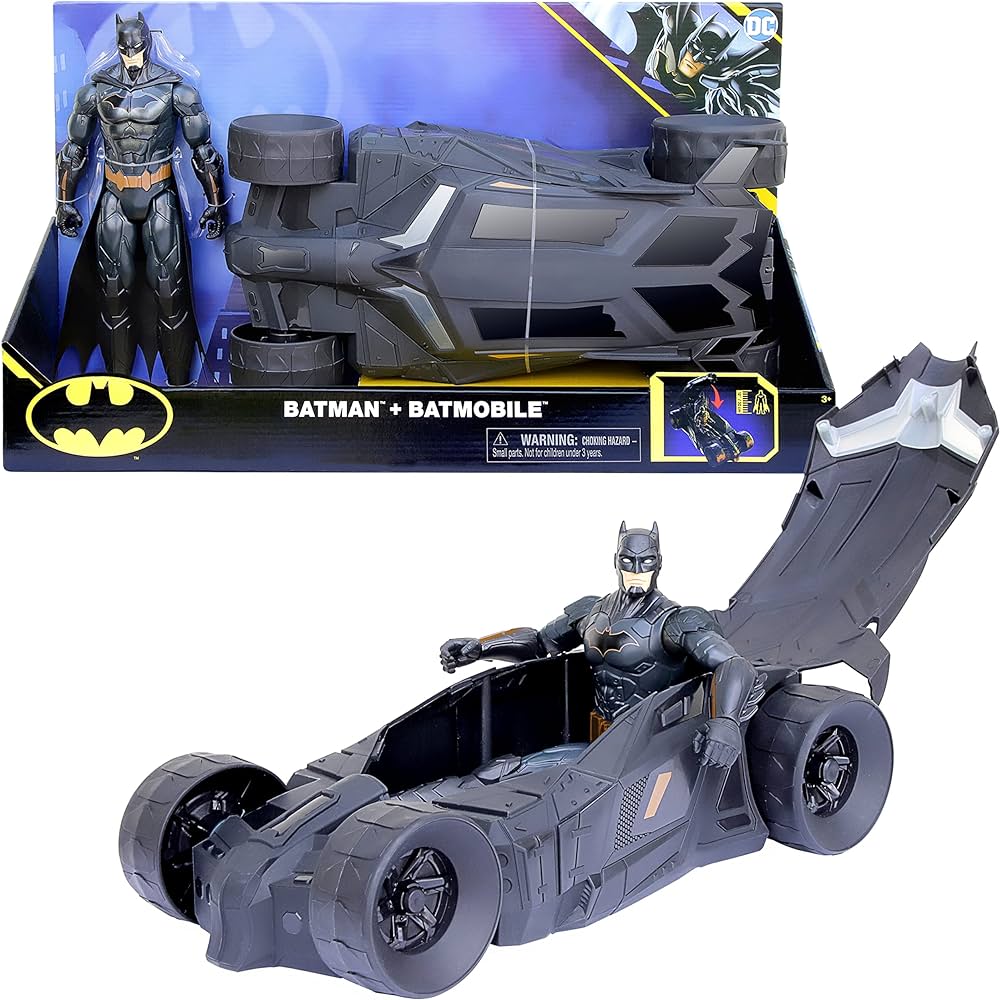 Batmobile with Hood for Opening, Includes Exclusive 30 cm Batman Action