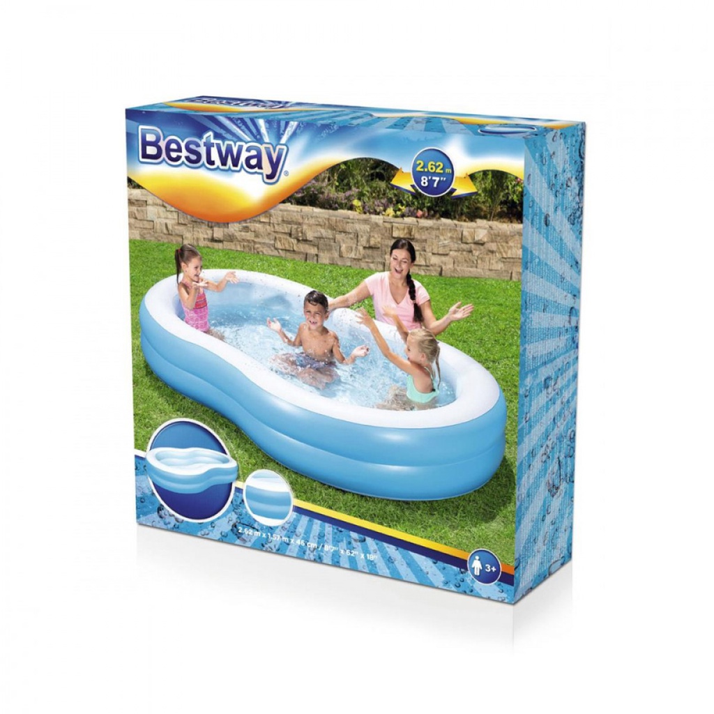 Blue oval inflatable pool, 262X157X46 cm