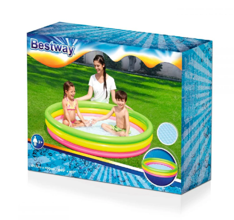 Colorful 3-layer inflatable pool with inflatable base 152X30 cm