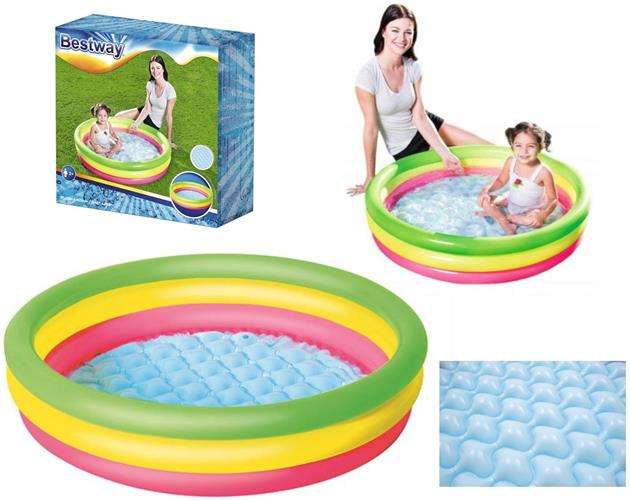 3-layer round inflatable pool with inflatable base - 102x25 cm