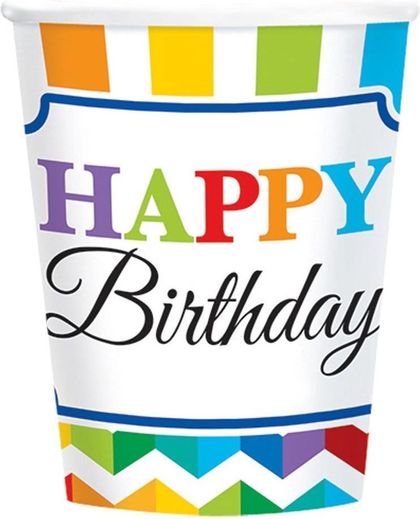 Colorful Birthday Cups 8 Pieces