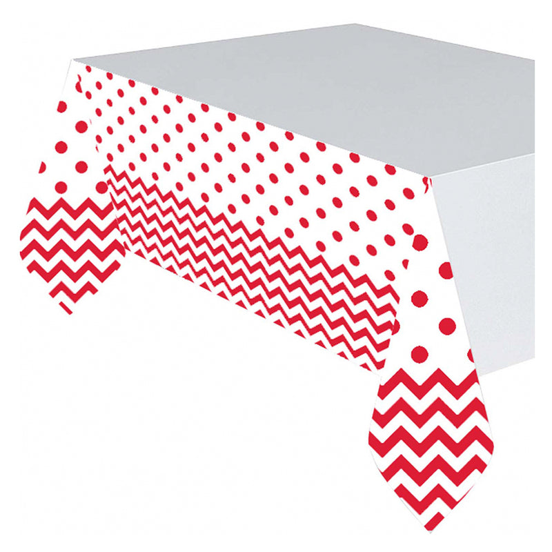 APPLE RED CHEVRON PLASTIC TABLECOVER