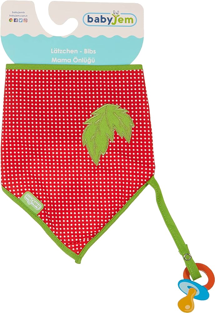 TRIANGLE BIB WITH PACIFIER HOLDER / RED