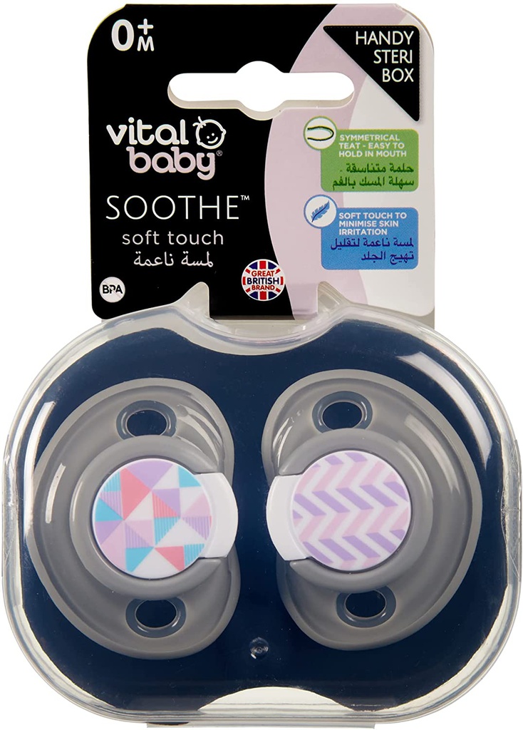 Vital Baby® SOOTHE™ soft touch 0 months+ (2pk) - girl