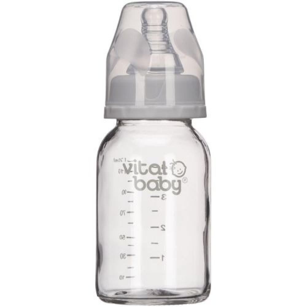 Vital Bey Glass Bottle Feeding Bottle With Slow Flow Nipple
