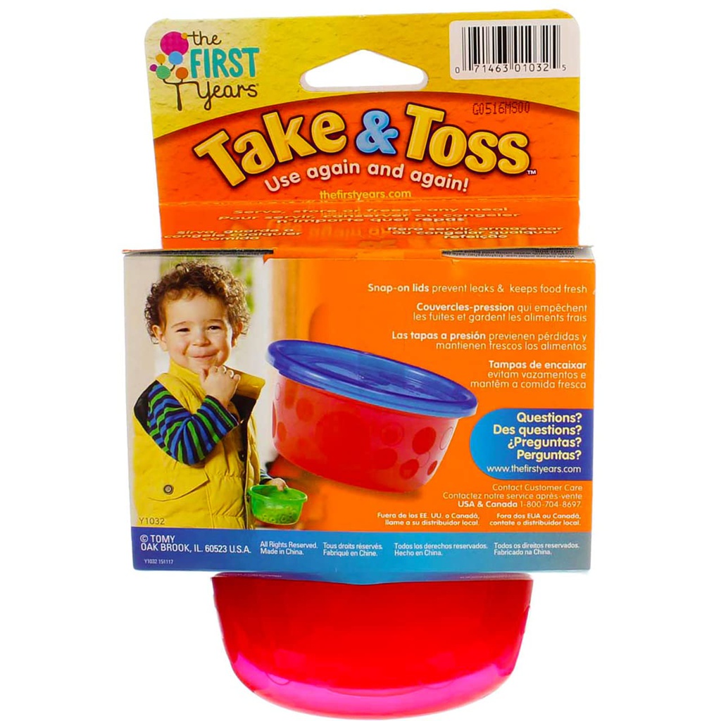 First Years 8 Ounce Take and Toss Bowls With Lids 4 Packs of 6 Bowls