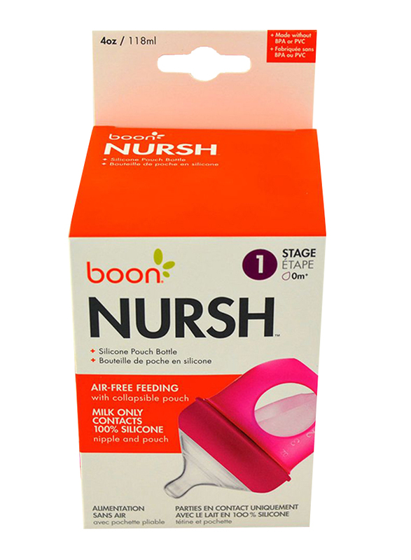 Boon -NURSH Silicone Bottle 4oz Pink