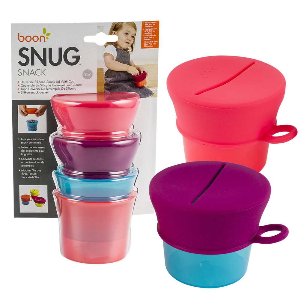 Boon - SNUG Snack Containers With Stretchy Silicone Lids -Girl