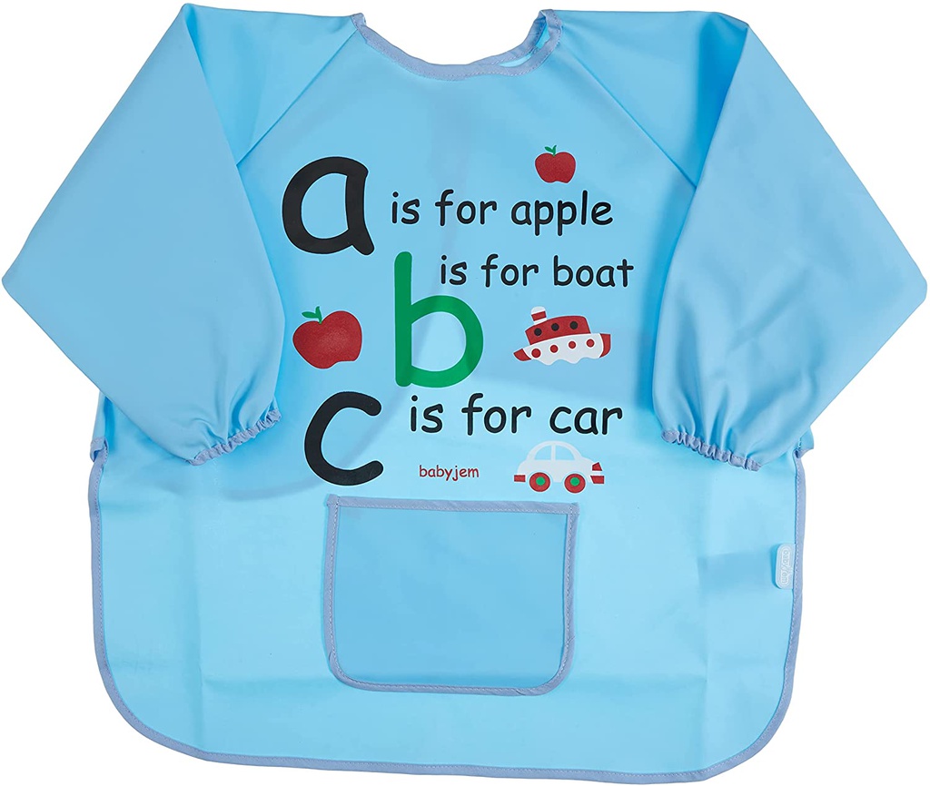Baby Gym Bib for boys with drawings, blue