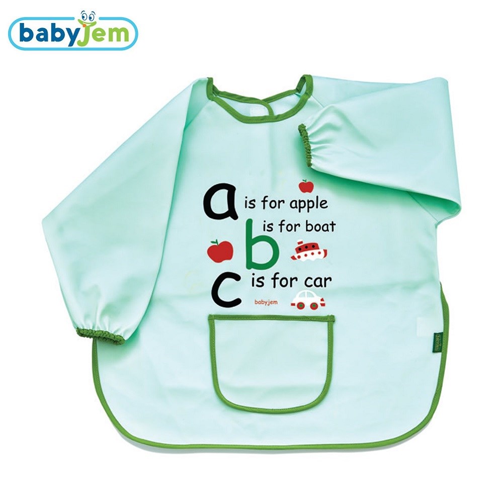 Baby Gym Bib for boys with drawings, green