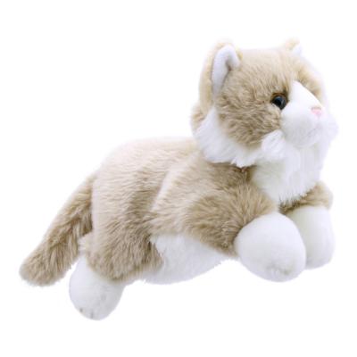 Full body hand puppet beige and white cat