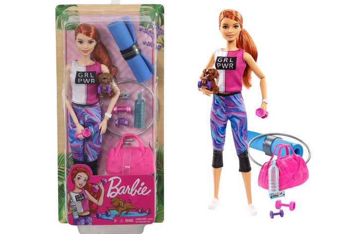 Barbie sports red hair doll - with puppy