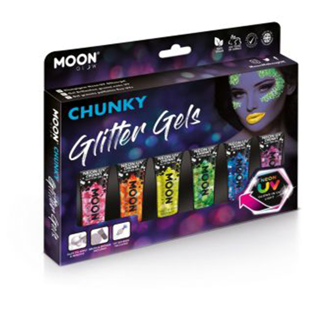 Neon UV Chunky Glitter Gel - Boxset