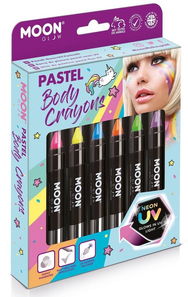 Pastel Neon UV Body Crayons - Pastel Boxset