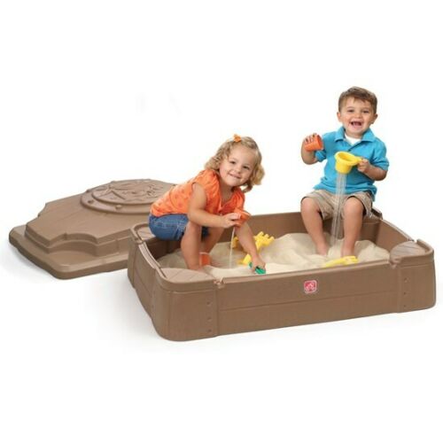Step2 Play and Storage Sandbox for Toddlers with Lid, Beige