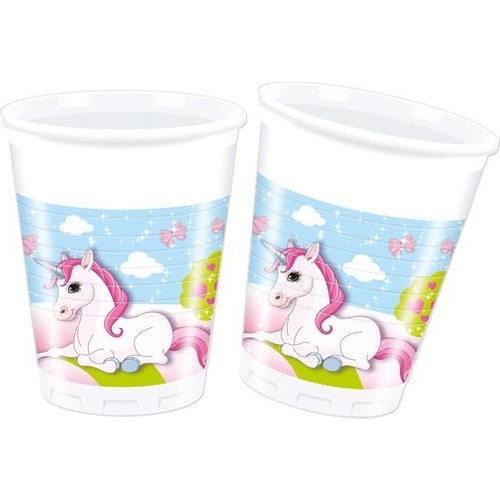 8pcs unicorn birthday unicorn printed plastic cup