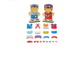 [TH1077] Wooden doll Wooden thread toy Leather toy Educational toys