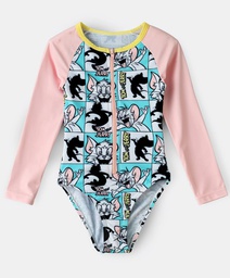 [WB800957] Tom and Jerry V Cut One Piece Girls Swim Suit
