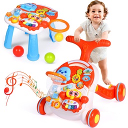 [HE0829] Baby walker 2 in 1 educational table - orange with light and music