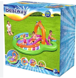 [26-53117] Children's swimming pool with slide, size 295 x 190 x 137 cm, inflatable