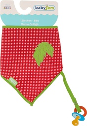 [BJ24170] TRIANGLE BIB WITH PACIFIER HOLDER / RED