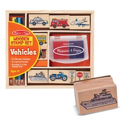[MD2409] Melissa and Doug Vehicles Wooden Stamp Set