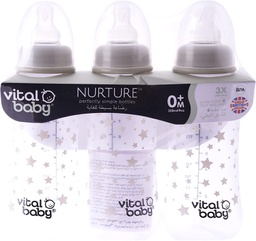 [VB72195] زجاجة رضاعة بسيطة من البلاستيك للاطفال   3 × 250 مل  من فيتال بيبي