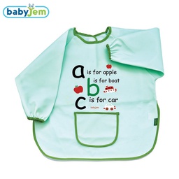 [BJ10499] Baby Gym Bib for boys with drawings, green