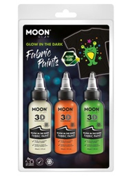 [M42580] Glow in the Dark Fabric Paint 30ml - Invisible, Orange, Green ( Clamshell)