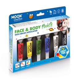 [C01952] Face &amp; Body Paints with Brush Applicator - Primary Colours Boxset
