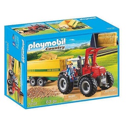 [70131] Playmobil tractor with 63pcs feeding trailer for kids